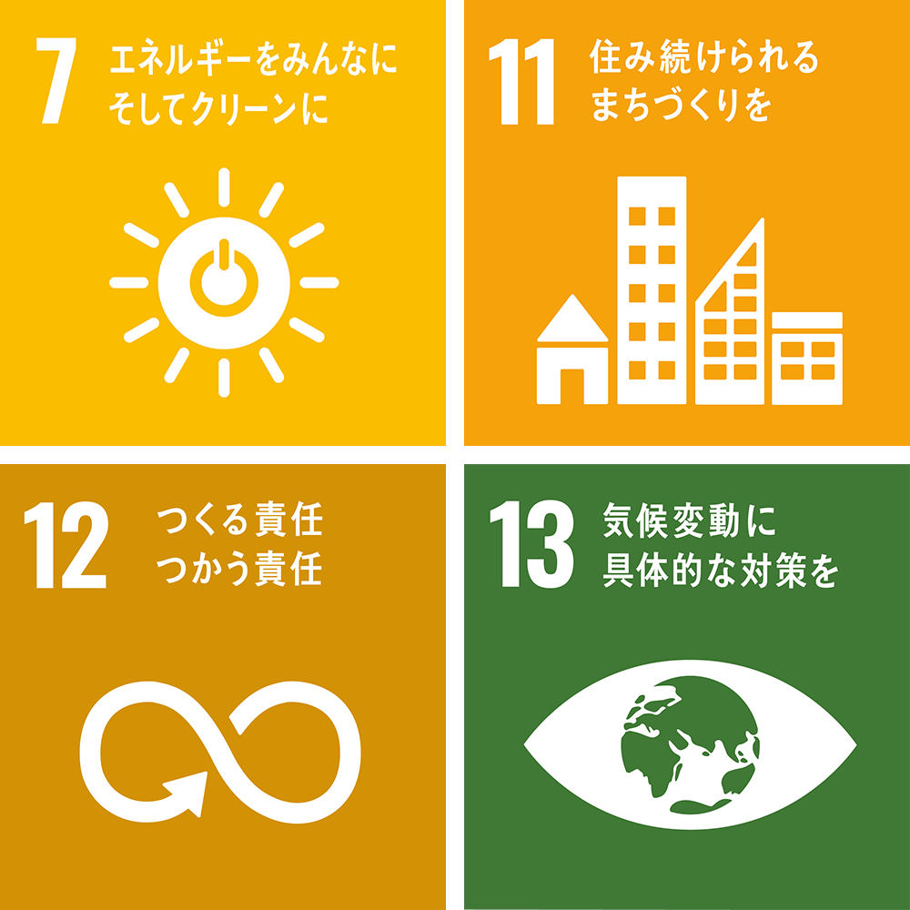 7 エネルギーをみんなにそしてクリーンに 11 住み続けられるまちづくりを 12 つくる責任つかう責任 13 気候変動に具体的な対策を